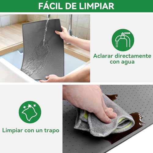 Miniatura 7 de Inwee Alfombrilla Para Cafetera, Alfombrilla De Silicona Con Borde 48x30cm, Protección De Encimera, Compatible Con De Longhi Magnifica, Philips Lattego, Siemens Eq6, Molinillo De Café, Gris
