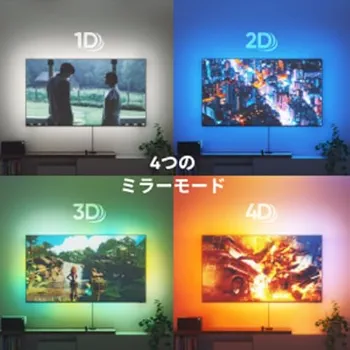 Nanoleaf(ナノリーフ)4D テープライト 65インチまで対応 Nanoleaf テレビ/モニター対応 4D スクリーンミラー+ライト