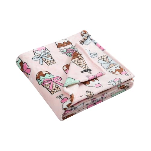 Image of Betsey Johnson - Blanket, Buttery-Soft Throw Blanket for Couch or Bed, Boldly Plush & Oversized Bedding (Coquette Ice Cream Pink, 50 inch x 70 inch)