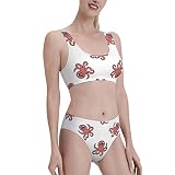 CTOITLKF Badeanzüge für Frauen, junge süße Oktopus-Damen-Bikini-Sets, zweiteiliges Badeanzug, Badeanzug, siehe abbildung, M
