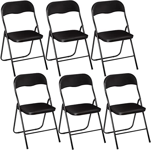 Toilinux.com Lot de 6 Chaises Pliantes en PVC - Noir