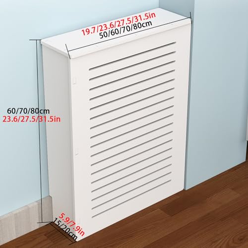 Mueble de cubierta del radiador en PVC blanco resistente al calor de 60 cm 3