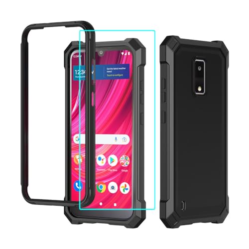 for BLU View 4 B135DL Case with Screen Protector BLU View 4 Phone Case Full Body Protection Front PC Back Soft Silicone Bumper View 4 Cover Heavy Duty Protection Shockproof Corner for BLU View 4 Black