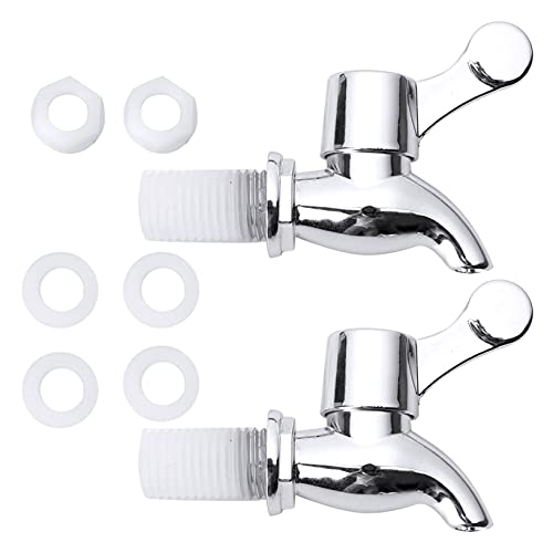 Oyolan Lot de 2 Robinet de Rechange pour Fontaine à Eau Bière Vin Boisson Jus Robinet de Distributeur de Boissons Robinet de Tonneau Argenté A 17mm