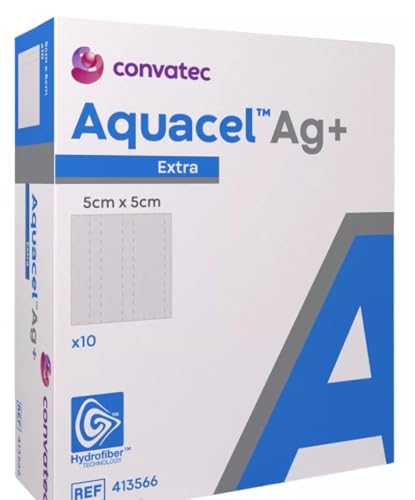 Aquacel AG Extra Silver Hydrofiber Wound Dressing 5cm x 5cm 2x2 x10 420671
