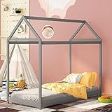 Bellemave Twin Size House Bed, Wooden Daybed, Floor Bed for Toddlers, Teens, Girls, Boys, Kids House...
