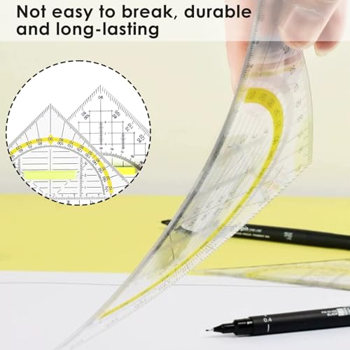 BinXiaoQin 2-Stück Geodreieck Mit Griff,Geodreieck Klein,Geodreieck Flexibel,Geodreieck Groß,Dreieck Flexibel,Geometrie Griff Groß Dreieck