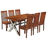 vidaXL Essgruppe 7-TLG. Akazienholz Sheesham-Finish Esstischset Tisch Stühle