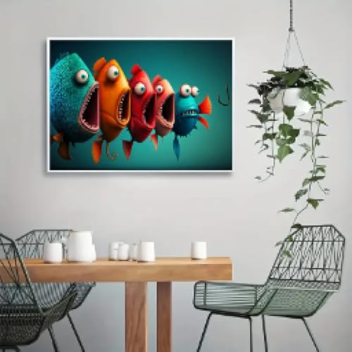 Affiche poisson dessin animé 50x70 cm pour décoration murale de chambre - 3