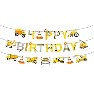 2 Sets Construction Vehicle Theme Banner Colorful Bunting Letter Printing Flag Kids Party Hanging Garland Birthday Party…