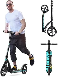 WAYPLUS Kick Scooter for Teens & Adults. Max Load 240 LBS. Foldable, Lightweight, 9”Big Wheels, 4 Adjustable Level. Bearing ABEC9