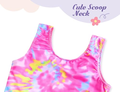 Image of Swimsuits for Teen Girls 10-12 Years Old Rose Yellow Tie Dye Sleeveless Skirted Bathing Suit with Sun Protection