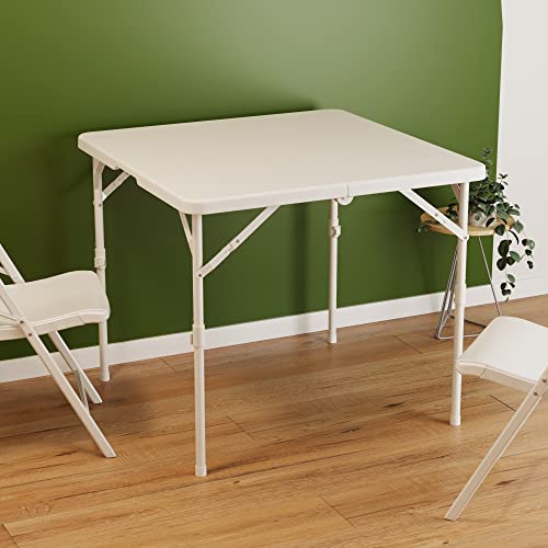 Allpop 34'' Plastic Square Folding Card Table With 2 Heights Adjustable, Portable Fold In Half Table With Handle For Picnic Party Dining Camping Commercial Events, White #TOP6