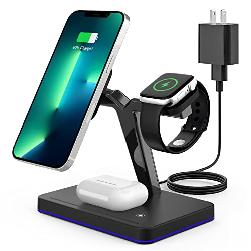 Wireless Charger for MagSafe, 3 in 1 Charging Station for Apple, Magnetic Wireless Charging Stand for iPhone 13 Pro Max/13 Pro/13/13 Mini,12 Pro Max/12 Pro/12/12 Mini, iWatch 6/SE/5/4/3/2, Airpods Pro