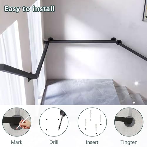 Rambarde d'escalier de 3,35 m avec kit de fixation murale complet - 7