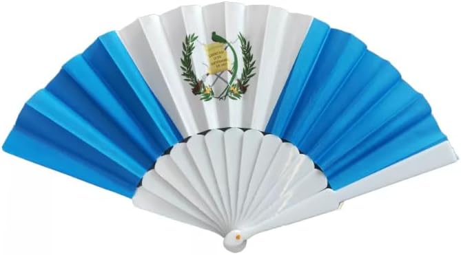 8 Inches Folding Fabric Hand Fans, Patriotic Country Flag Design for Independence Parade, Pride Party, Souvenir Gifts-12 Pack (El Salvador)