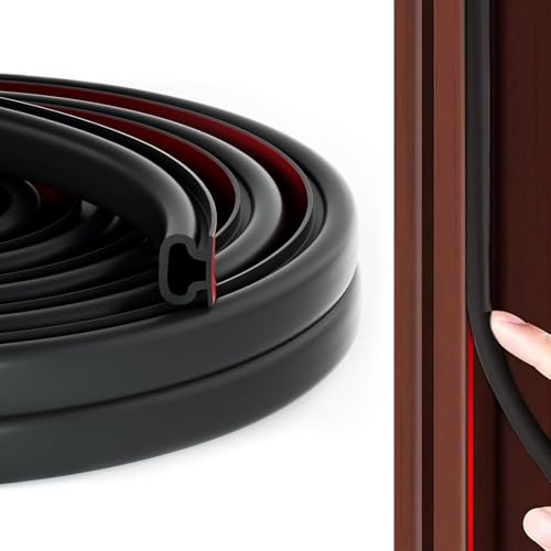 10 M Burlete Puerta Tiras SelladoVentana, Goma Burletes para Puertas de Entrada, Insonorizar Puerta Autoadhesivo Aislante Puertas de Entrada, Aluminio, Madera, Coche (negro)