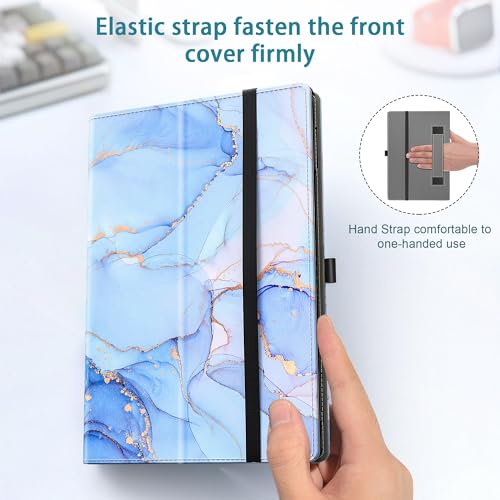 COOWPS Case for All-New Amazon Fire HD 10 Tablet (13th/11th Generation, 2023/2021 Release) 10.1\" - Slim Folding Stand Cover with Hand Strap & Stylus Pen Holder, Blue Marble - Thumbnail 7