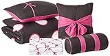 VCNY Home Sophie Collection Comforter Soft & Cozy Bedding Set, Stylish Chic Design for Home Décor, Machine Washable, Twin, Black/Pink, 8 Piece