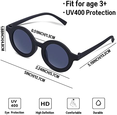 REMEL 8 Pairs Kids Sunglasses Cute Round Sunglasses Toddler Glasses for Kids Boys Girls Beach Outdoor Sports, Age 3-10