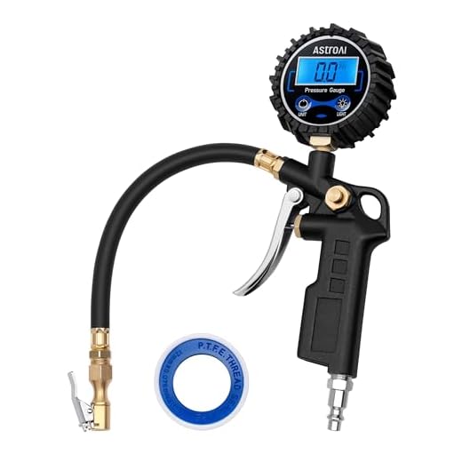 AstroAI Digital Tire Pressure Gauge with Inflator, 250 PSI Air Chuck and Compressor Accessories Heavy Duty with Quick Connect Coupler, 0.1 Display Resolution, Car Accessories for SUV, Truck, RV