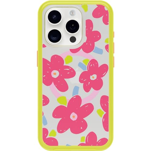 Otterbox Funda para Apple iPhone 15 Pro Symmetry Clear MagSafe, Resistente a Golpes y caídas, Funda Protectora Fina, Testada 3X con los estándares Militares anticaídas, Whimsy Bloom