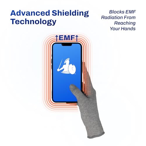 DefenderShield EMF Radiation Protection Computer Gloves - Use with Touch Screens, Keyboards, Tablets, Laptops and Cell Phones (Large)