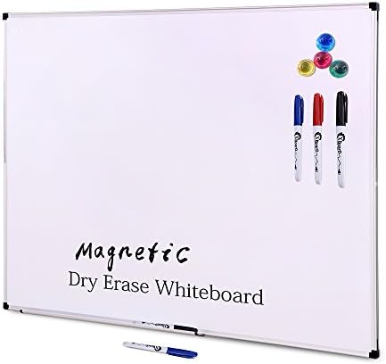 XBoard Magnetic Whiteboard 48 x 36 Dry Erase Board Set- Single-Sided White Board 4 x 3 with 3 Dry Erase Markers & 4 Push Pin Magnets Packed Single Box