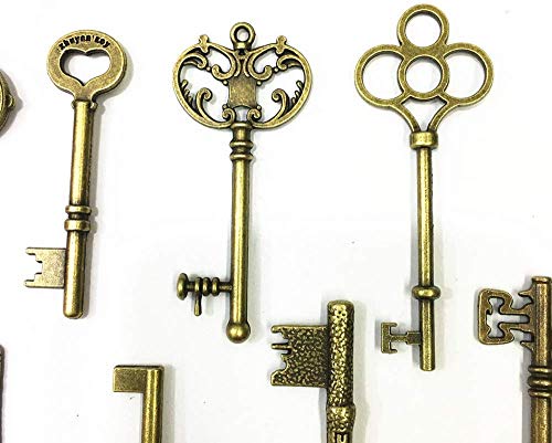 Llaves mixtas vintage jklcom acabado bronce extra grandes texturizadas 4