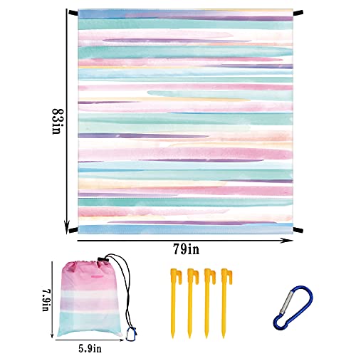 Sandproof Beach Blanket 79"×83" Large Waterproof Beach Mat For 4-7 Adults, Portable Quick Drying Picnic Blanket Outdoor Blanket For Travel, Camping, Hiking, Coloful Painting #TOP6