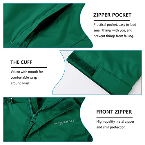 Image of YINGJIELIDE Boys Girls Waterproof Rain Jackets Kids Easy to Fold Windbreaker Lightweight Outdoor Hooded Raincoat