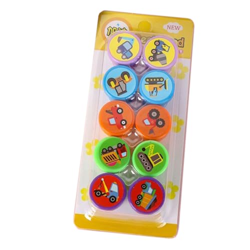 Lot de 10 tampons en forme de camion de chantier pour enfants pour la motivation des devoirs en classe, la fabrication de cartes de récompense, carnet de...