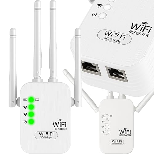 Retoo WLAN Repeater Verstärker WiFi N 300 Mbit/s 2,4GHz 4 Antennen Repeater Router Access Point Modus WPA/WPA2 WPS Funkt...