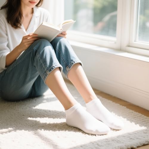 Blisset 8 Pairs Women's Breathable Cotton Ankle Socks, Anti-Slip Low Cut Socks for All-Day Comfort4