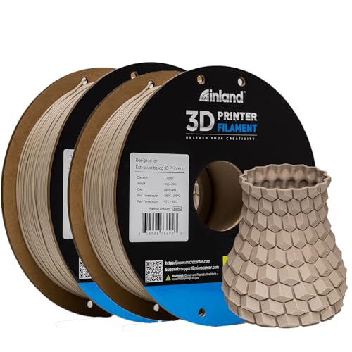 Inland PLA Filament Bundle 1.75mm Ivory 2KG, 3D Printer Filament, Dimensional Accuracy +/- 0.02 mm, 2 Pack Filament, Fits Most FDM 3D Printers (Ivory Sand, 2 Pack)
