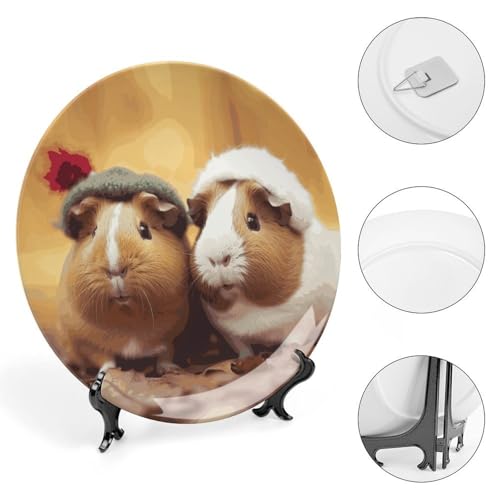 Plato decorativo de porcelana con conejillos de indias 7 pulg miniatura 4
