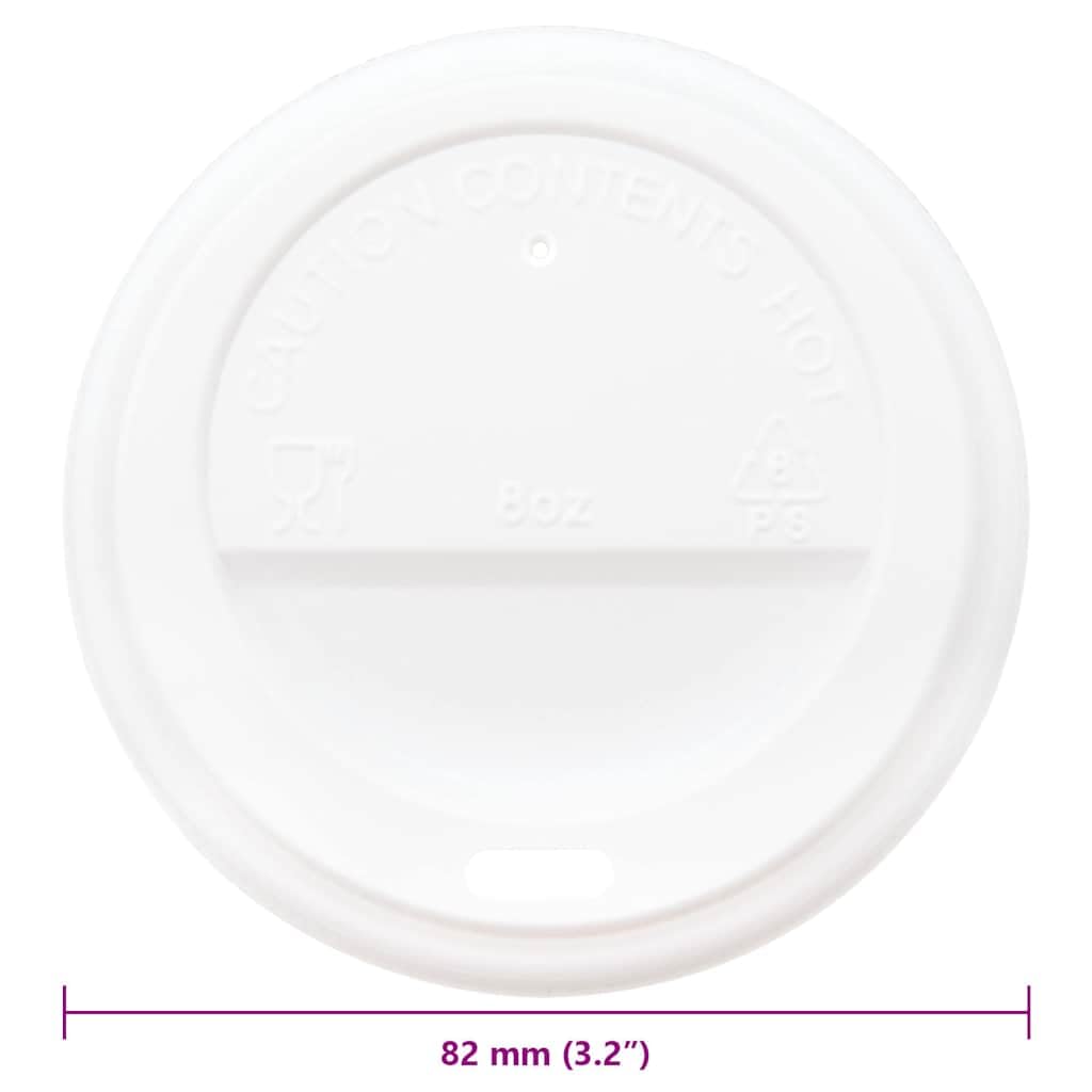 1000x Pappbecher Deckel Ø80 mm für 8oz Becher, Auslaufsichere Kunststoffdeckel mit Trinköffnung, Weiß für Kaffee und Tee