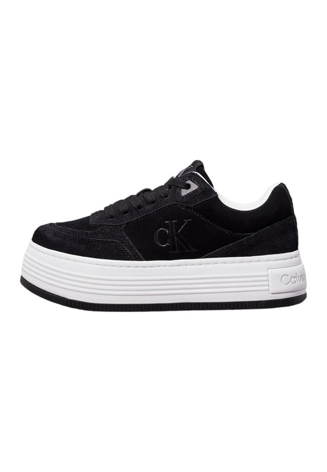 Calvin Klein Damen Chunky Sole Sneaker Bold Laceup Low Suede aus Wildleder, Schwarz (Black/Bright White), 40