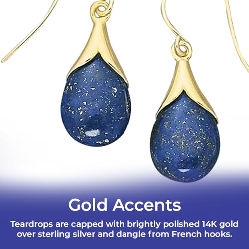 Genuine Lapis Lazuli Teardrop Earrings, 14K Gold over Sterling Silver Dangle Setting, Gemstone Jewelry for Women4