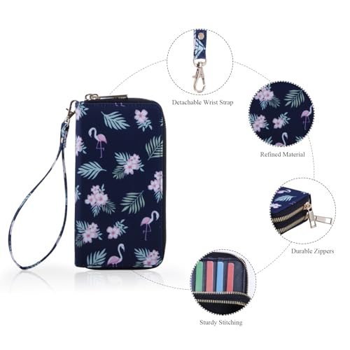 Image of XEYOU Double Zipper Long Clutch Wallet Cellphone Wallet for Women with Removable Wristlet Strap for Credit Card, Cash, Coin, Bill