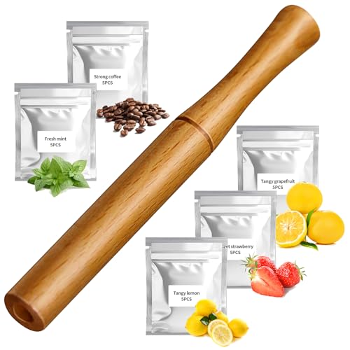 Upgraded Wooden Inhaler with All-Natural Herbal Extracts | Improves Breathing & Freshens Breath | Replaces Oral Habits for Fresh Air & Relaxation-EE01