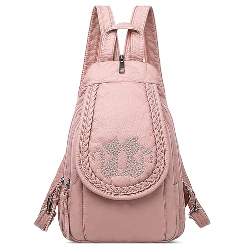 Sac de poitrine 3-en-1 multifonction léger en cuir rose pour femme DIRRONA