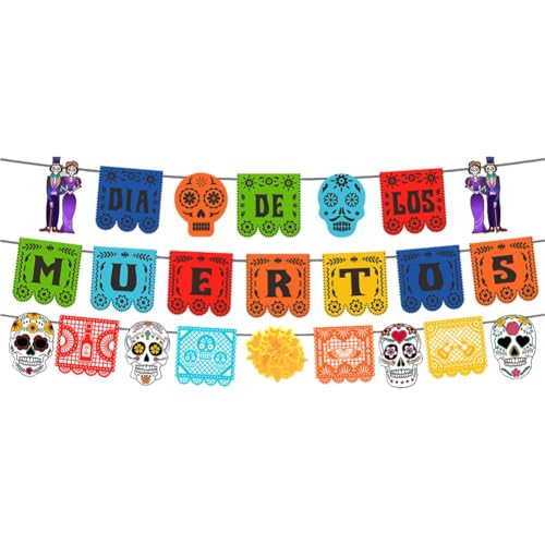 Muteitt Mexican Party Banner Fiesta Banner Cinco De Mayo Dia De Los Muertos Decor Day of The Dead Decorations Mexican Fiesta Party Decorations