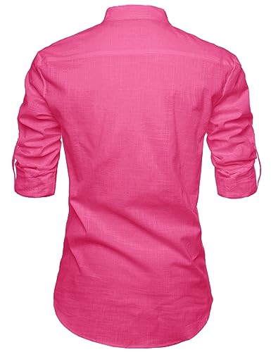 Image of Vida Loca Full Sleeve Mandarin Collor Cotton Casual Slim Fit Shirt for Men's