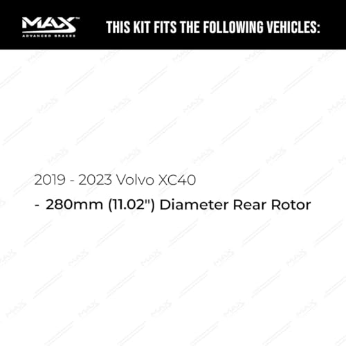 Image of Max Advanced Brakes Rear Brake Kit Compatible With 2019 2020 2021 2022 2023 Volvo XC40 w /11.02 inch Diameter Rear Rotors Replacement Geomet Coated OE Disc Brake Rotors and Ceramic Brake Pads