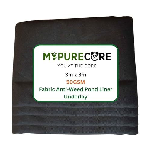 MYPURECORE 50gsm Pond Liner Underlay 3m x 3m - Tear-Resistant, Durable Garden Pool Foundation -...