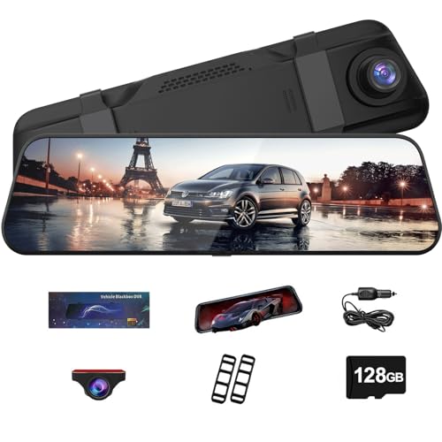4K Dual Dash Cam for Cars, 9.66” Touchscreen...