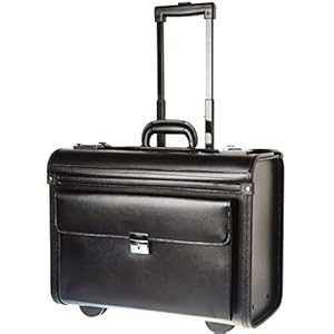 Pilot Case Sacoche en cuir reconstitué pour ordinateur portable – Étui rigide pour cabine de voyage – Convient pour ordinateurs portables de 17″, Noir , Wheeled Case, Mallette pilote à roulettes