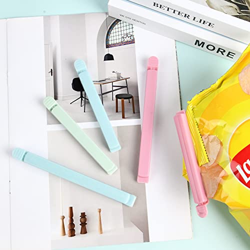 Image of AUAUY 30 PCS Plastic Sealing Clips for Food Packages, Reusable Barrette-style Design Snack Bag Clips, Multipurpose Food Bag Clips for Kitchen and Home Storage, 5.9in, 4.72in, Candy Color (3 Colors)