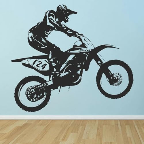 Vinilo Decorativo Motocross Para Pared 57x64 cm Negro miniatura 2